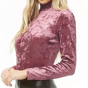 Velvet mock neck top